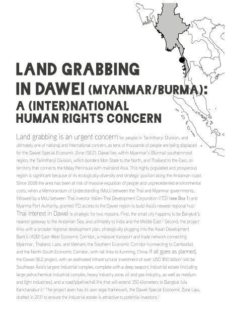 Land Grabbing in Dawei (MyanmarI Burma): - Transnational Institute