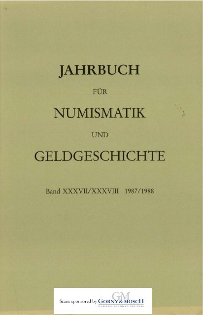 Jahrbuch Numismatik Geldgeschichte Bayerische Numismatische