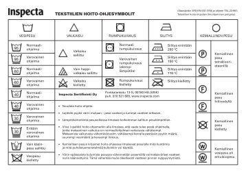 TEKSTIILIEN HOITO-OHJESYMBOLIT - Inspecta