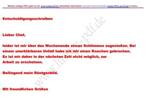 Entschuldigungsschreiben Lieber Chef, leider ist ... - Lustige-pdf.de