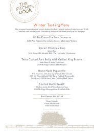 Winter Tasting Menu - McLaren Vale