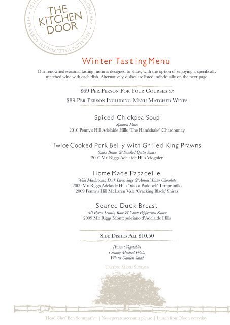 Winter Tasting Menu Mclaren Vale