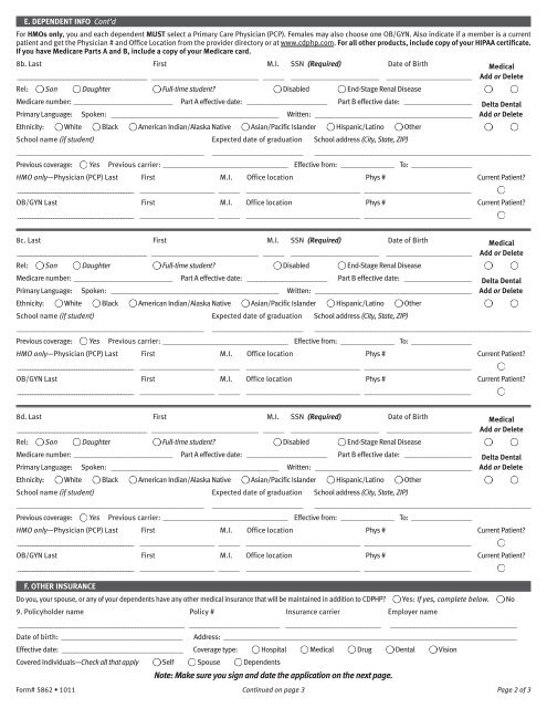 CDPHP Member Enrollment Form and SBC - Dutchess Community ...