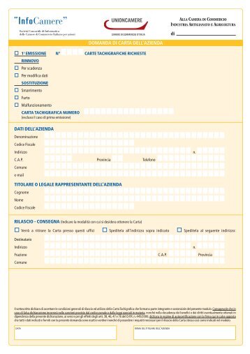 Domanda di carta dell'azienda