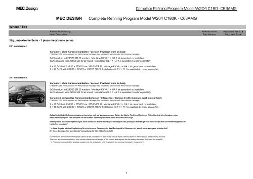 Modell C-Klasse W204 - C180K - C63AMG - MEC DESIGN