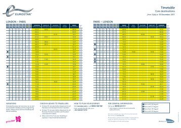 Download Eurostar timetable - Rail Plus