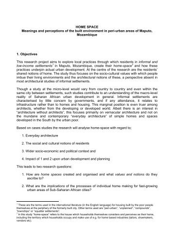 HOME SPACE Meanings and perceptions of the built environment in ...