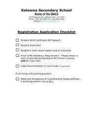 registration form - Kelowna Secondary School