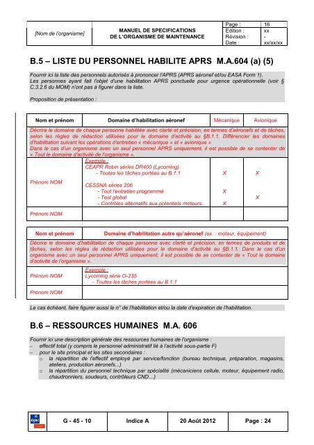 (a) (1) - Consignes de NavigabilitÃ© franÃ§aises