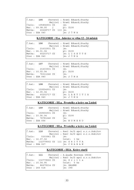 Katalog zvÃ­Åat 2005.pdf, 901 kB - ÄeskÃ½ svaz chovatelÅ¯ masnÃ©ho skotu