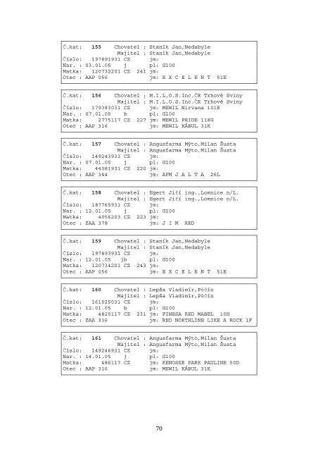 Katalog zvÃ­Åat 2005.pdf, 901 kB - ÄeskÃ½ svaz chovatelÅ¯ masnÃ©ho skotu