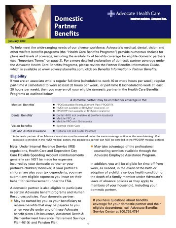 Domestic Partner Benefits - Advocate Benefits - Advocate Health Care