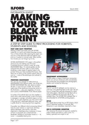 Making your first black and white print - the ILFORD PHOTO Website