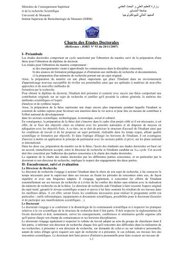 charte ED - Institut supÃ©rieur de biotechnologie de Monastir