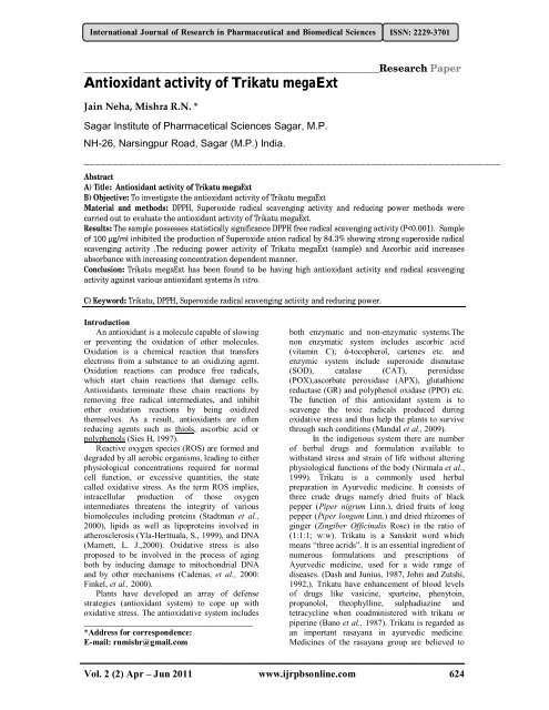 Antioxidant activity of Trikatu megaExt - International Journal of ...