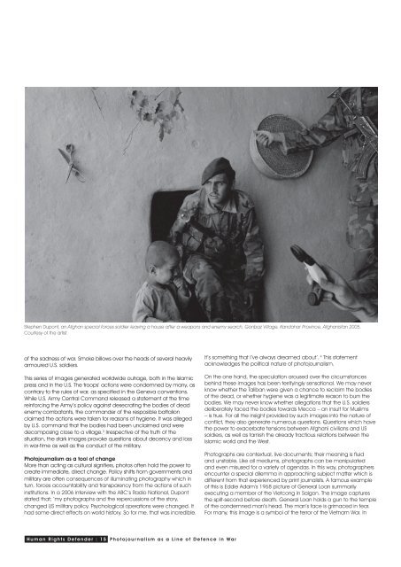 'Photojournalism as a line of defence in war' by Brigit Morris