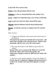 Land of the West Answers Key Prairie: a dry, flat grassland with few ...