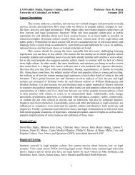 Fall 2011 Media and Pop Culture Syllabus.pdf - Colorado Law
