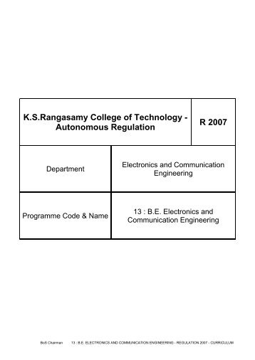 Autonomous Regulation R 2007 - KSR College of Technology