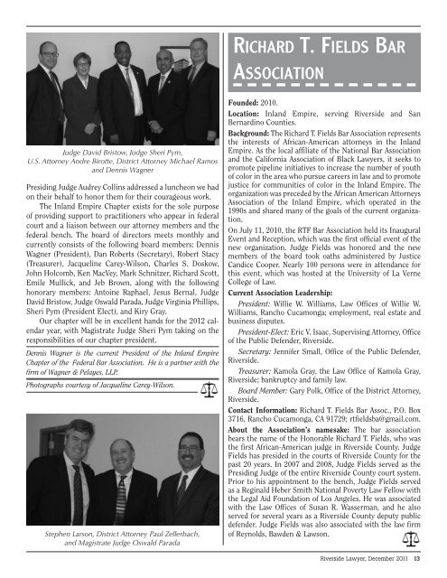 December 2011 - Riverside Lawyer Magazine - Riverside County ...