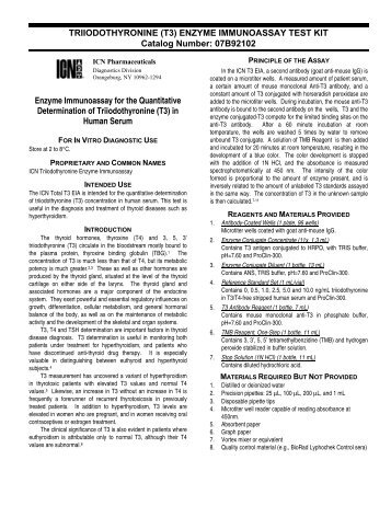 TRIIODOTHYRONINE (T3) ENZYME IMMUNOASSAY TEST KIT ...