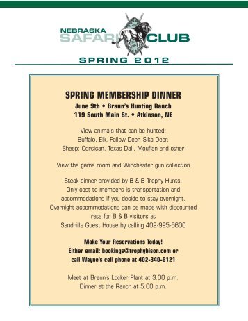 2012 Spring Newsletter - Nebraska Safari Club
