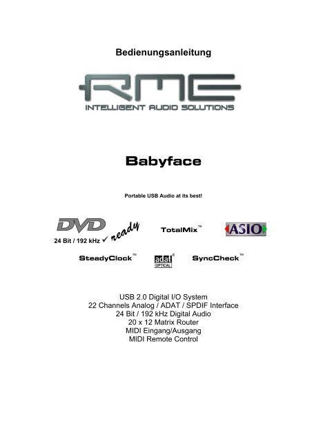 Bedienungsanleitung Babyface - RME