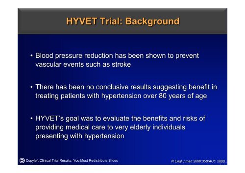HYVET Trial The Hypertension in the Very Elderly Trial (HYVET)
