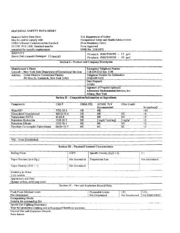 Heavy Duty Laundry Detergent (Liquid) MSDS Sheet - Corcraft