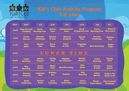 Kid's Club Activity Program 3-6 years - iHaveNotBeenThere