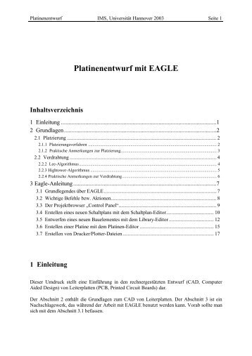 Platinenentwurf mit EAGLE Inhaltsverzeichnis - HIT-MIC