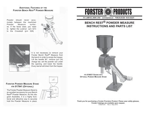 Powder Measure Instructions - Forster Products