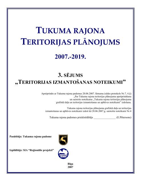 tukuma rajona teritorijas plÄnojums - RÄ«gas PlÄnoÅ¡anas ReÄ£ions