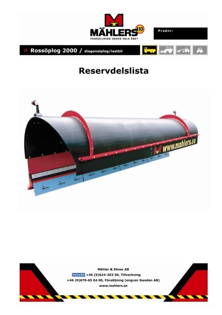 Reservdelslista - Special Maskiner A/S