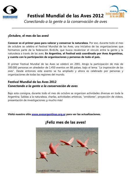 Festival Mundial de las Aves 2012 - Aves Argentinas