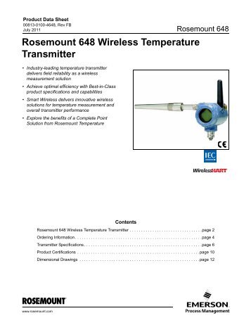 Rosemount 648 Wireless Temperature Transmitter - Emerson ...