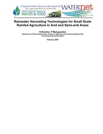 Rainwater Harvesting Technologies for Small Scale ... - Waternet