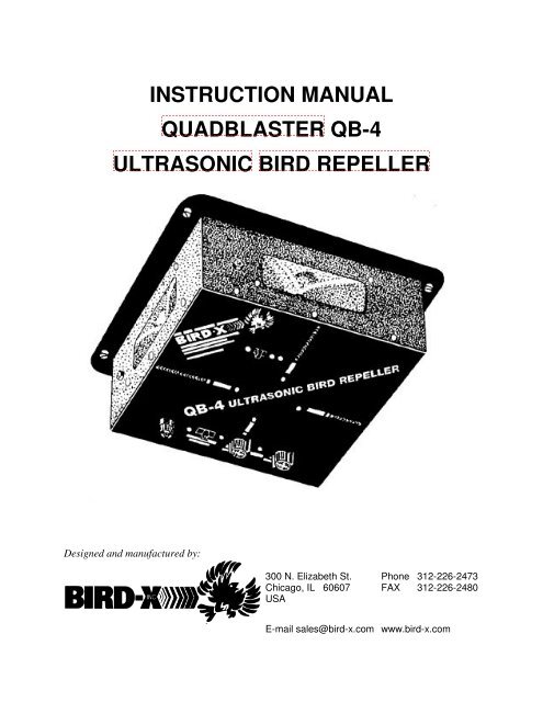 instruction manual quadblaster qb-4 ultrasonic bird repeller