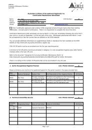 COH Worksheet (example) - the AIOH