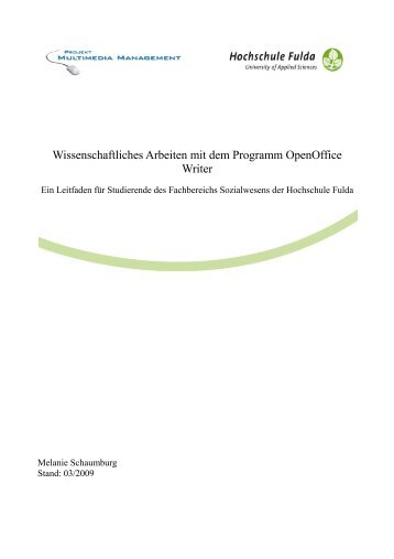 Wissenschaftliches Arbeiten mit dem Programm ... - Hochschule Fulda