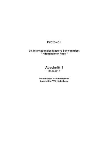 Protokoll Abschnitt 1 - Schwimmabteilung des VfV-Hildesheim