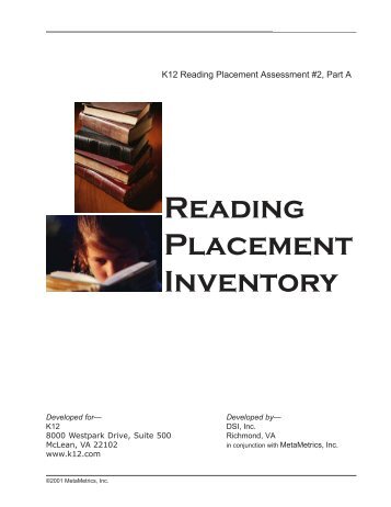 Reading Placement Inventory - K12.com
