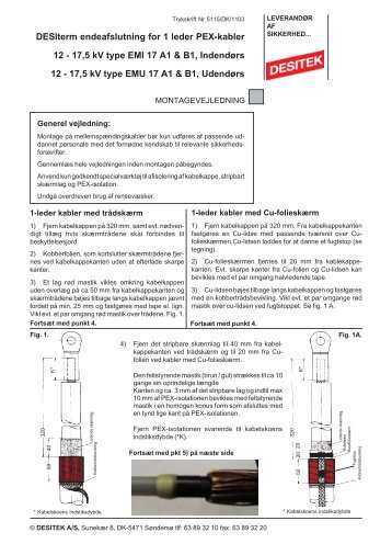 Endeafslutning for 1-leder PEX-kabler EMI 17 A1 ... - DESITEK A/S
