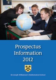 Prospectus inserts for Open Evening - Sir Joseph Williamson's ...