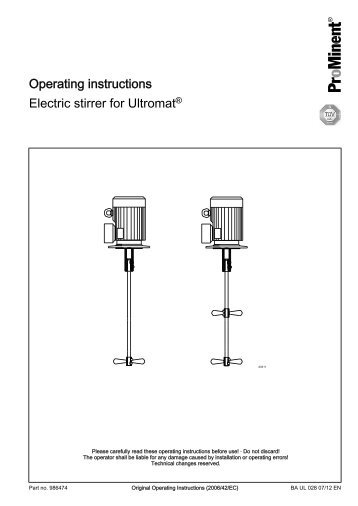 Operating Instructions - Electric stirrer for Ultromat - ProMinent