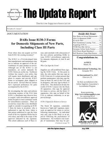 DARs Issue 8130-3 Forms for Domestic Shipments of New Parts ...