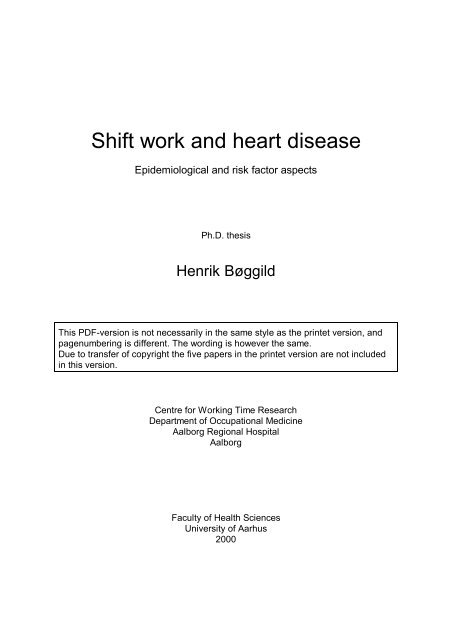 Shift work and heart disease - LÃ¦geforeningen