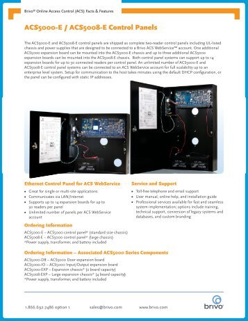 ACS5000-E / ACS5008-E Control Panels - Brivo Systems