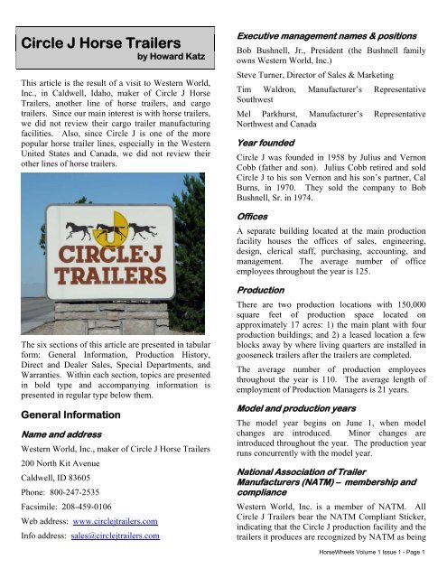 Circle J Horse Trailers