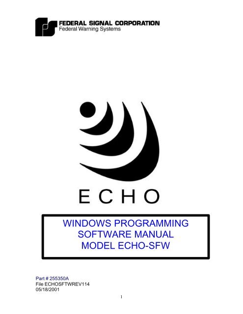 windows programming software manual model echo-sfw - Fs-isys.com